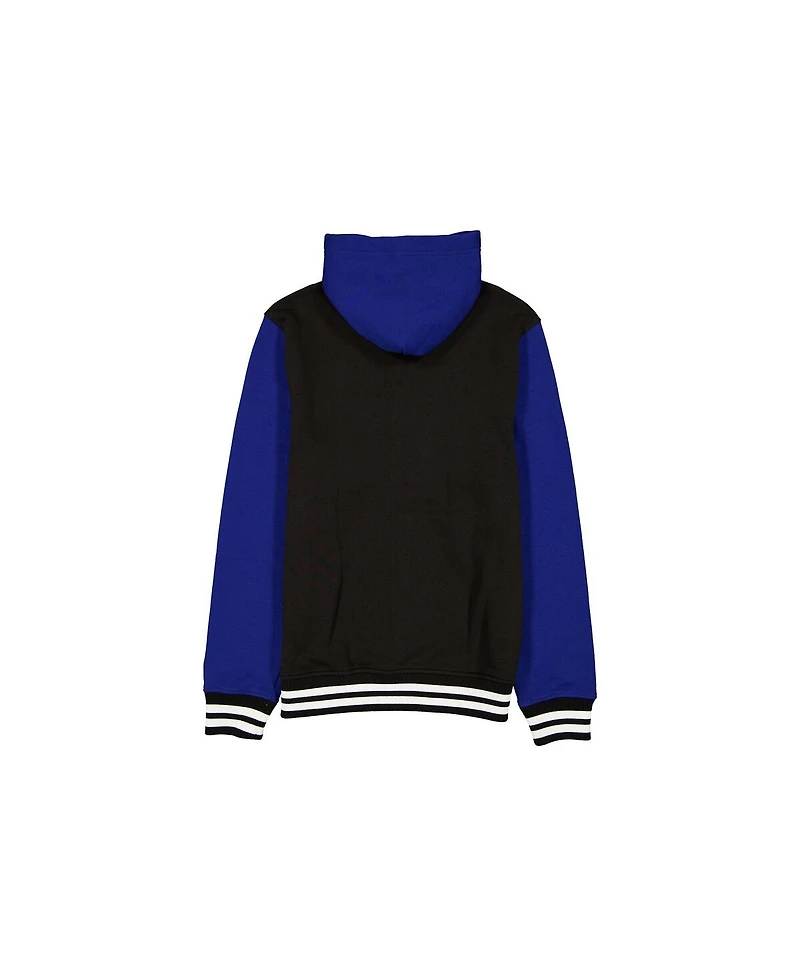 New Era Men's Black/Blue York Rangers Full-Snap Fleece Hoodie Jacket