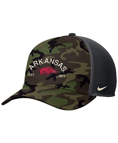 Nike Men's Camo Arkansas Razorbacks 2025 Military Appreciation Rise Adjustable Trucker Hat