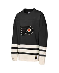 Mitchell & Ness Big Boys and Girls Black Philadelphia Flyers Chainstitch Heavyweight Long Sleeve Sweatshirt