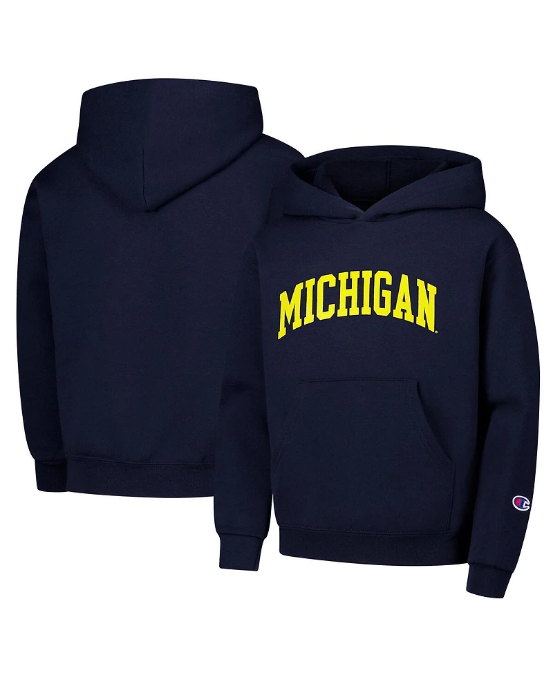 Champion Big Boys and Girls Navy Michigan Wolverines Basic Arch Hoodie