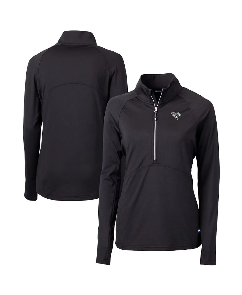 Cutter & Buck Women's Black Jacksonville Jaguars Adapt Eco Knit Stretch Half-Zip Pullover Sweatshirt