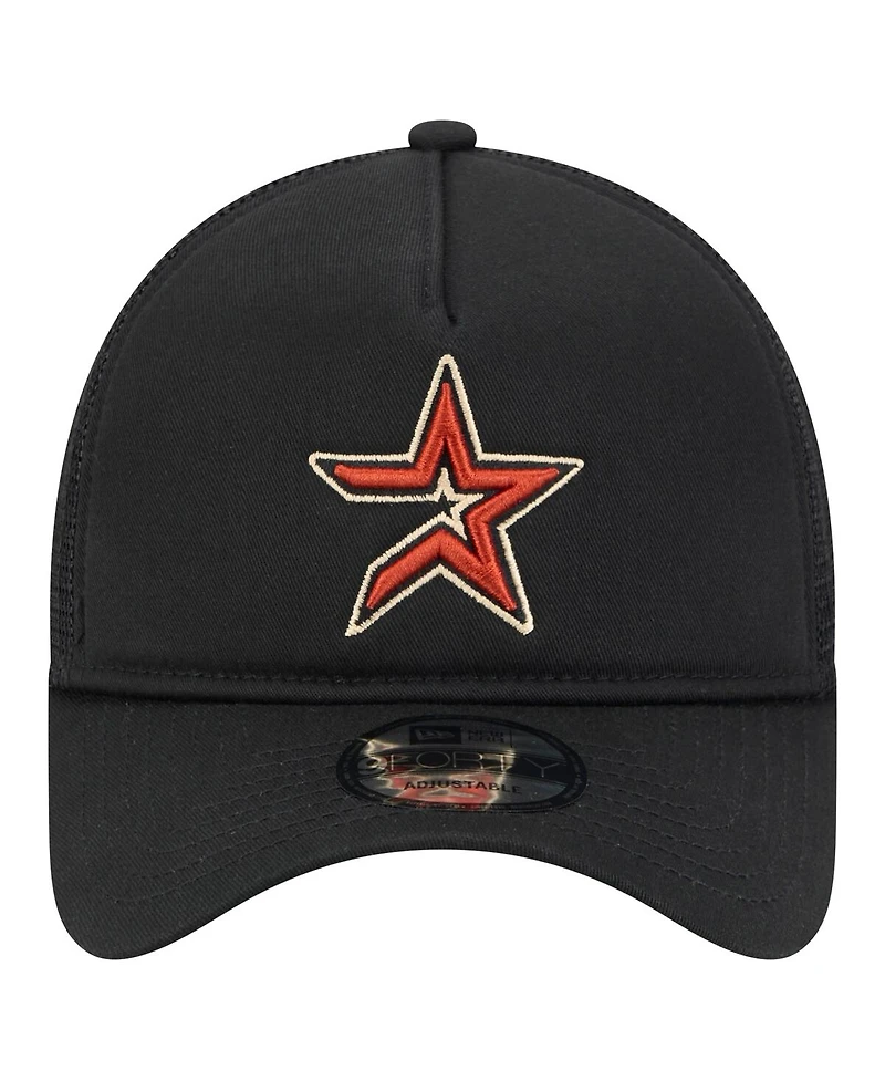 New Era Men's Black Houston Astros 9FORTY A-Frame Trucker Adjustable Hat