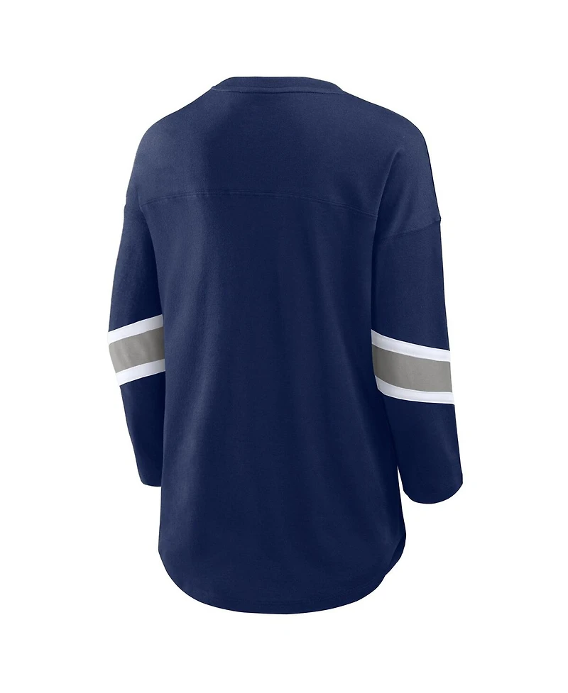 Fanatics Women's Navy Dallas Cowboys Plus Redzone 3/4-Sleeve Scoop Neck T-Shirt