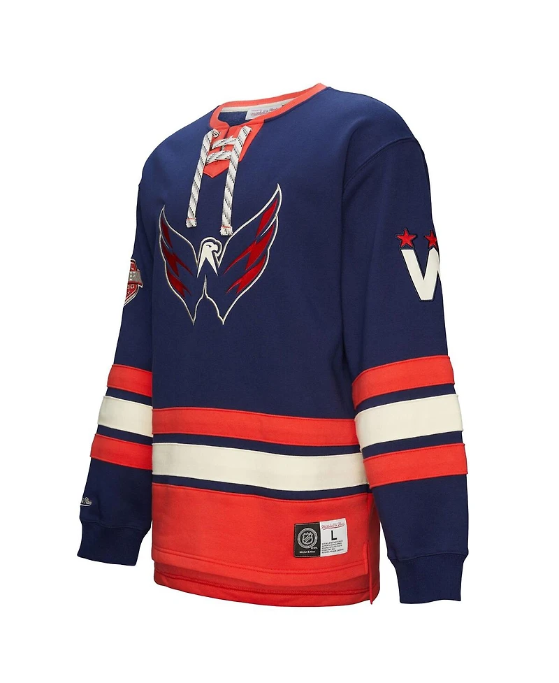 Mitchell & Ness Men's Navy Washington Capitals Heritage Lace-Up Pullover Sweatshirt