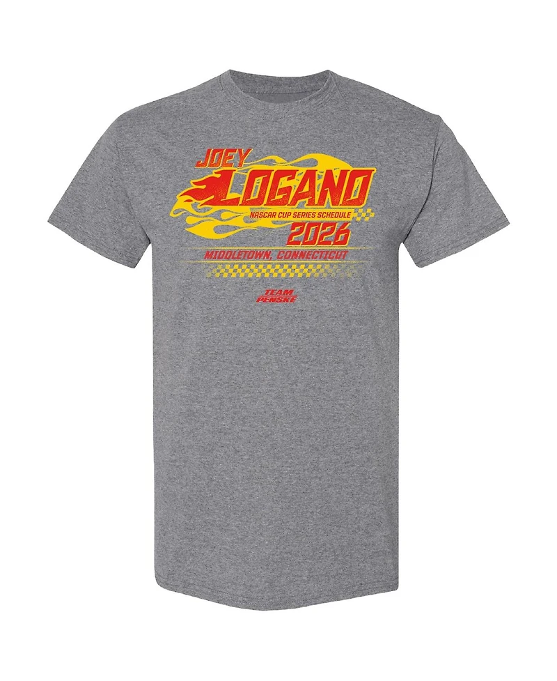 Team Penske Men's Heather Charcoal Joey Logano 2026 Nascar Schedule T-Shirt
