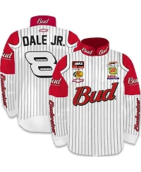 Jr Motorsports Official Team Apparel Men's White/Red Dale Earnhardt Jr. Budweiser Uniform Full-Snap Jacket