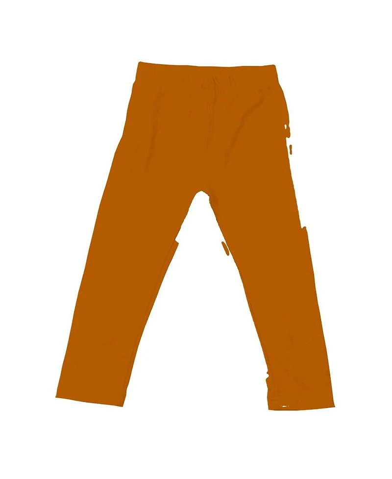 Wes & Willy Girls Toddler 2-Piece Oatmeal Texas Longhorns Ruffle Raglan Long Sleeve T-Shirt and Leggings Set