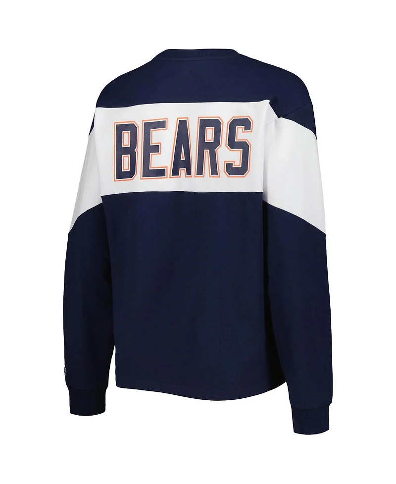 Starter Women's Navy Chicago Bears Insight Crop Tri-Blend Long Sleeve T-Shirt