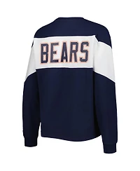 Starter Women's Navy Chicago Bears Insight Crop Tri-Blend Long Sleeve T-Shirt