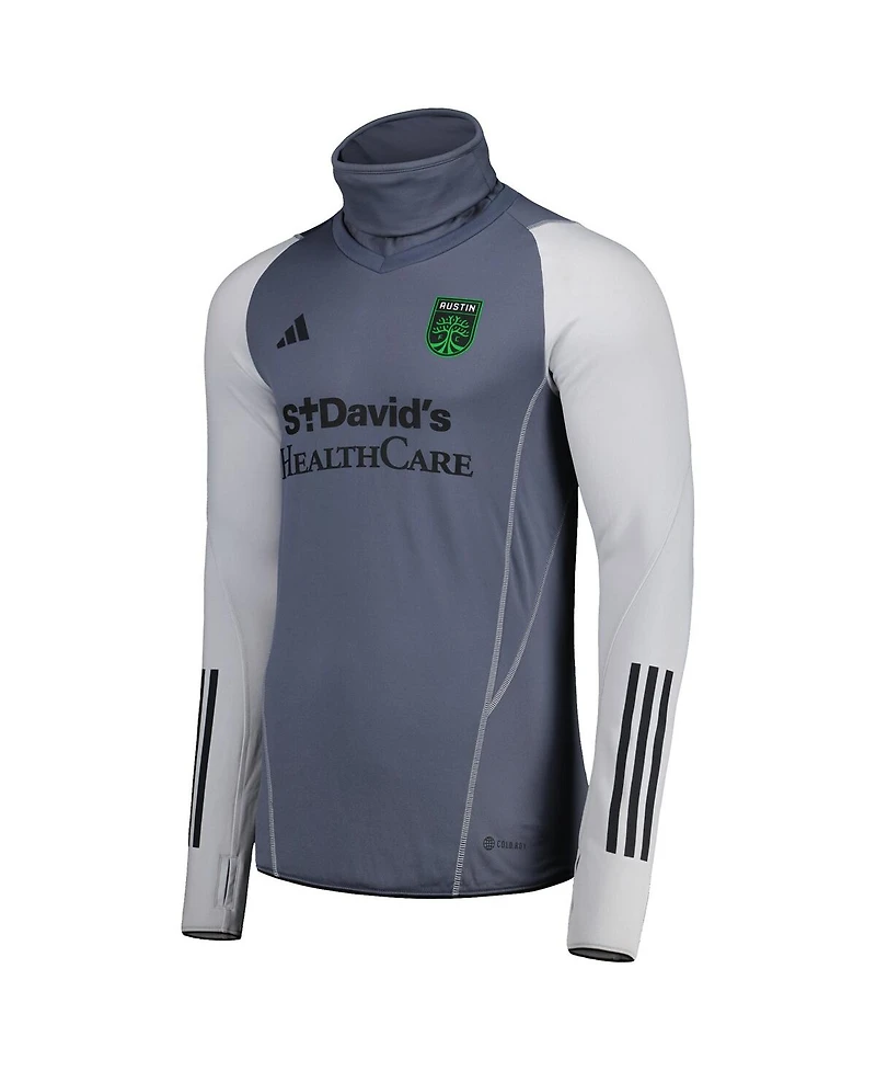 Adidas Men's Gray Austin Fc Warm Raglan Cold.rdy Sweatshirt