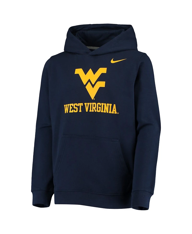 Nike Big Boys and Girls Navy West Virginia Mountaineers Stadium Club Fleece Pullover Hoodie