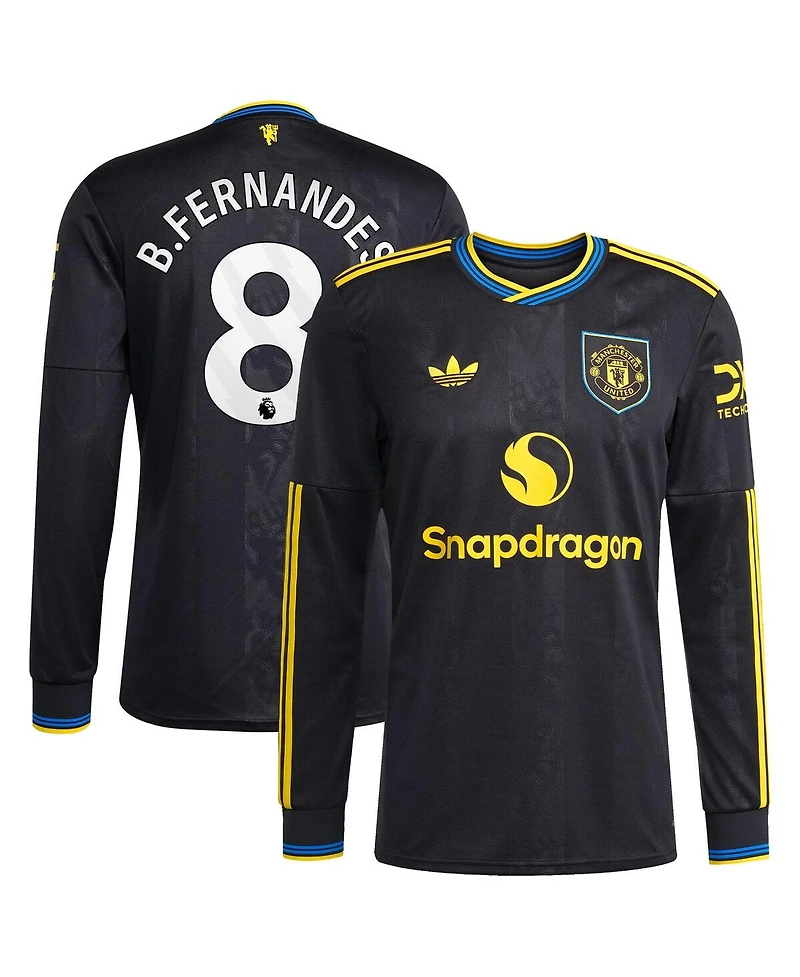 Adidas Men's Bruno Fernandes Black Manchester United 2025/26 Third Replica Long Sleeve Player Jersey