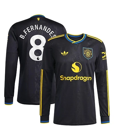 Adidas Men's Bruno Fernandes Black Manchester United 2025/26 Third Replica Long Sleeve Player Jersey