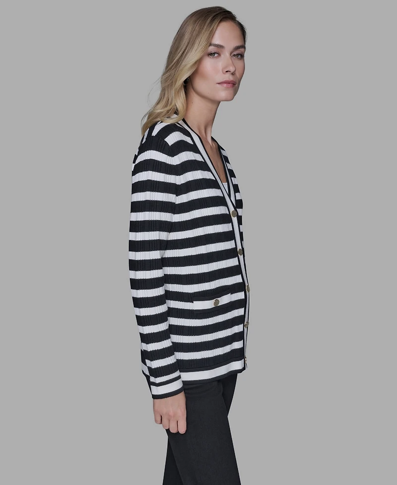 Karl Lagerfeld Paris Petite V-Neck Long-Sleeve Sweater
