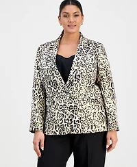Tahari Asl Plus Leopard-Print Blazer