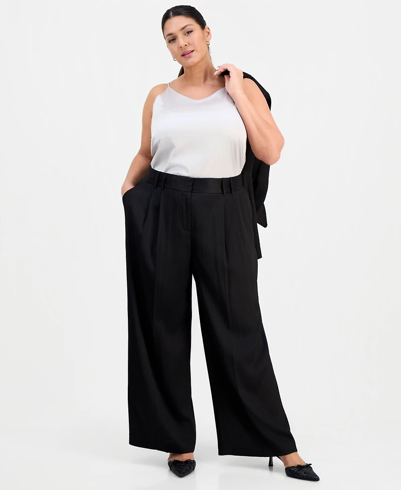 Tahari Asl Plus Crinkle-Satin Pants