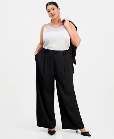 Tahari Asl Plus Crinkle-Satin Pants