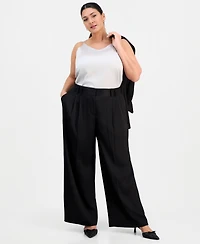 Tahari Asl Plus Crinkle-Satin Pants
