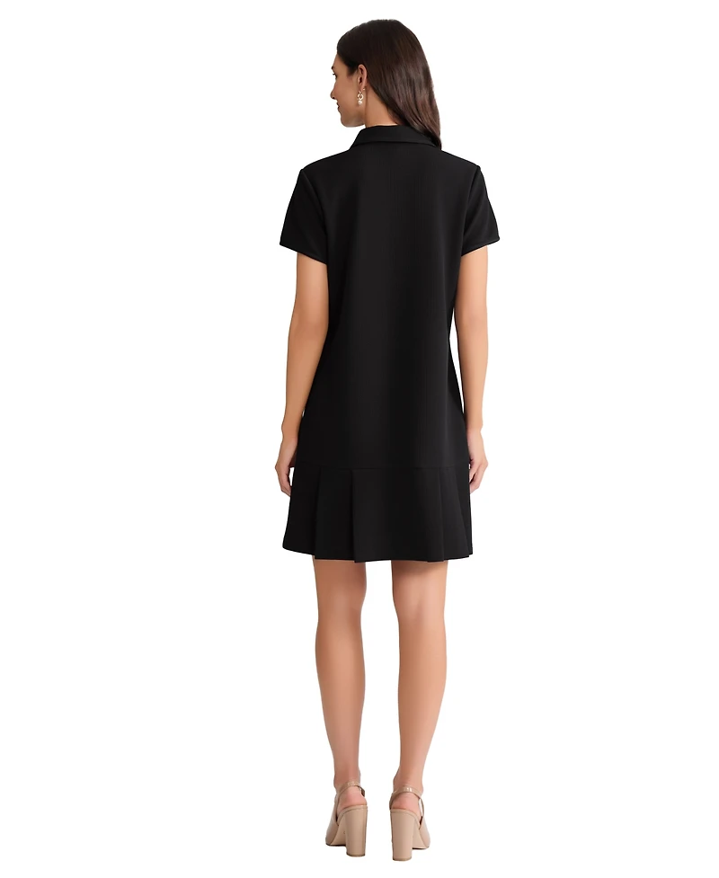 Jones New York Women's Karolina Pleated Collared Short Dress