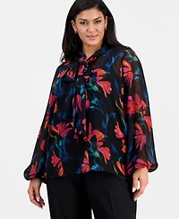 Tahari Asl Plus Scarf-Neck Top