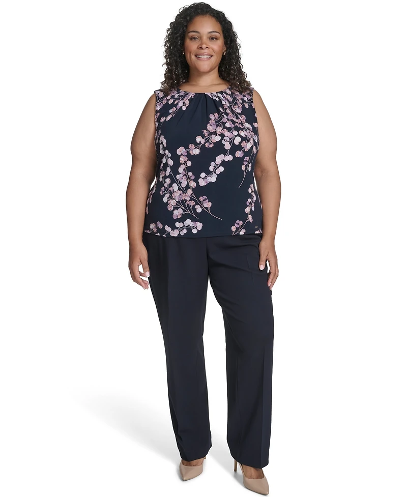 Calvin Klein Plus Printed Sleeveless Scoop Neck Top