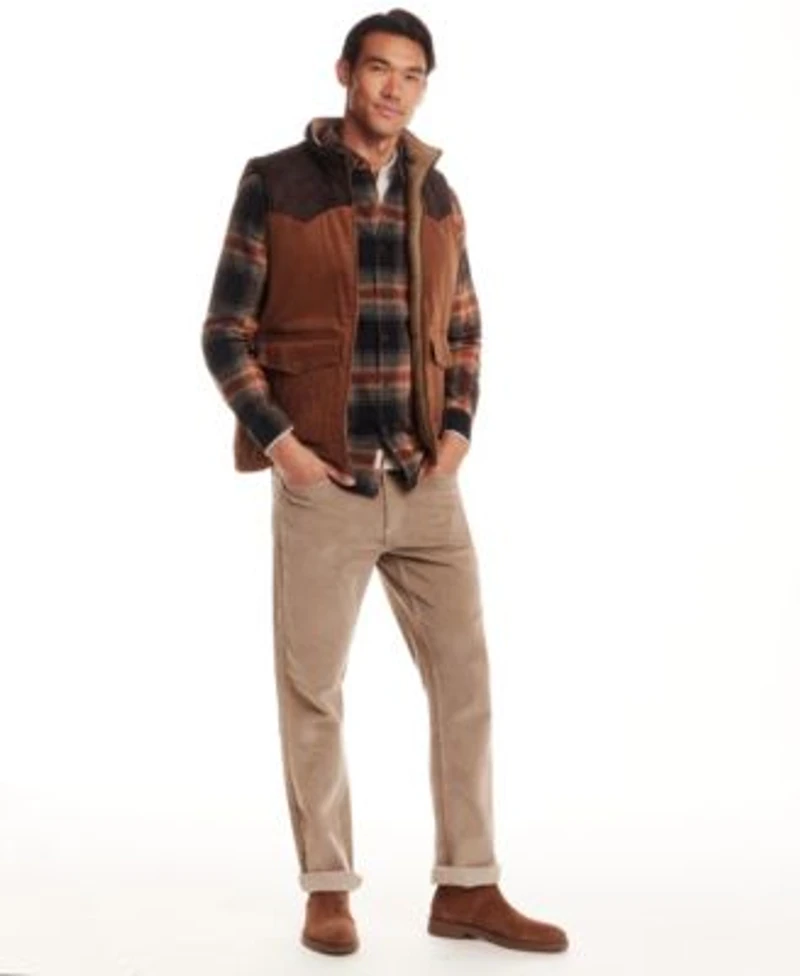 Weatherproof Vintage Mens Western Cord Suede Vest Flannel Shirt Superfine Corduroy Pants
