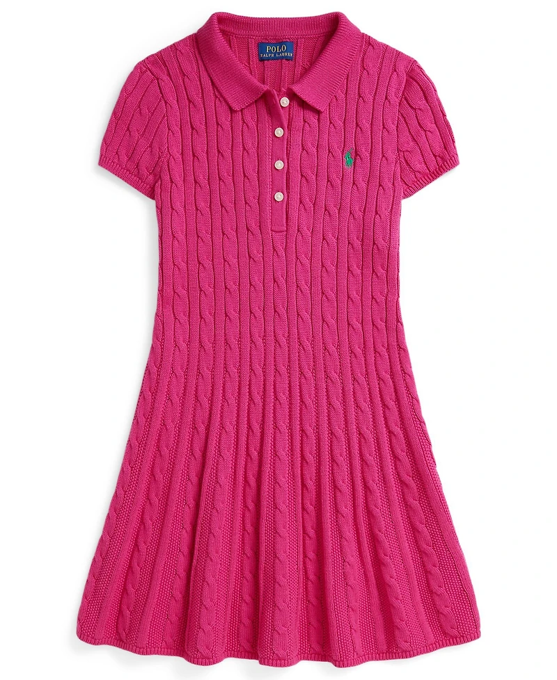 Polo Ralph Lauren Girls 7-16 Cable-Knit Short-Sleeve Sweater Dress