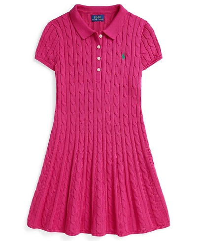Polo Ralph Lauren Girls 7-16 Cable-Knit Short-Sleeve Sweater Dress
