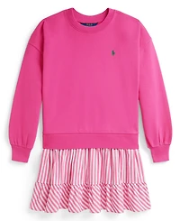 Polo Ralph Lauren Girls 7-16 Striped Skirt Loopback Fleece Long-Sleeve Dress