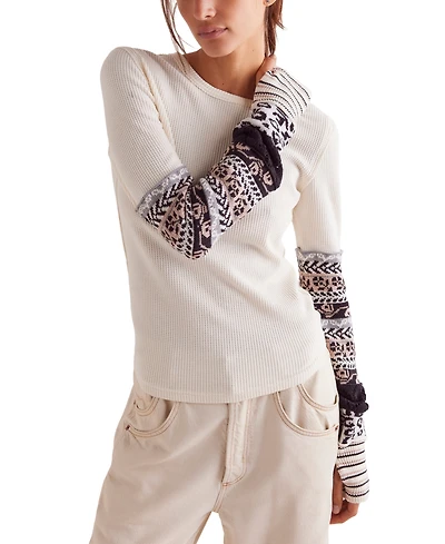 Free People Women's All Cuff Long-Sleeve Cotton Top