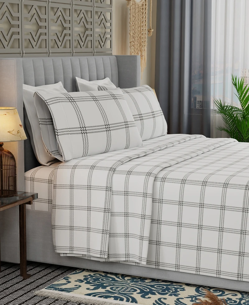 Color Sense Brushed Cool Crisp Percale Printed 3-Pc. Sheet Set, Twin Xl