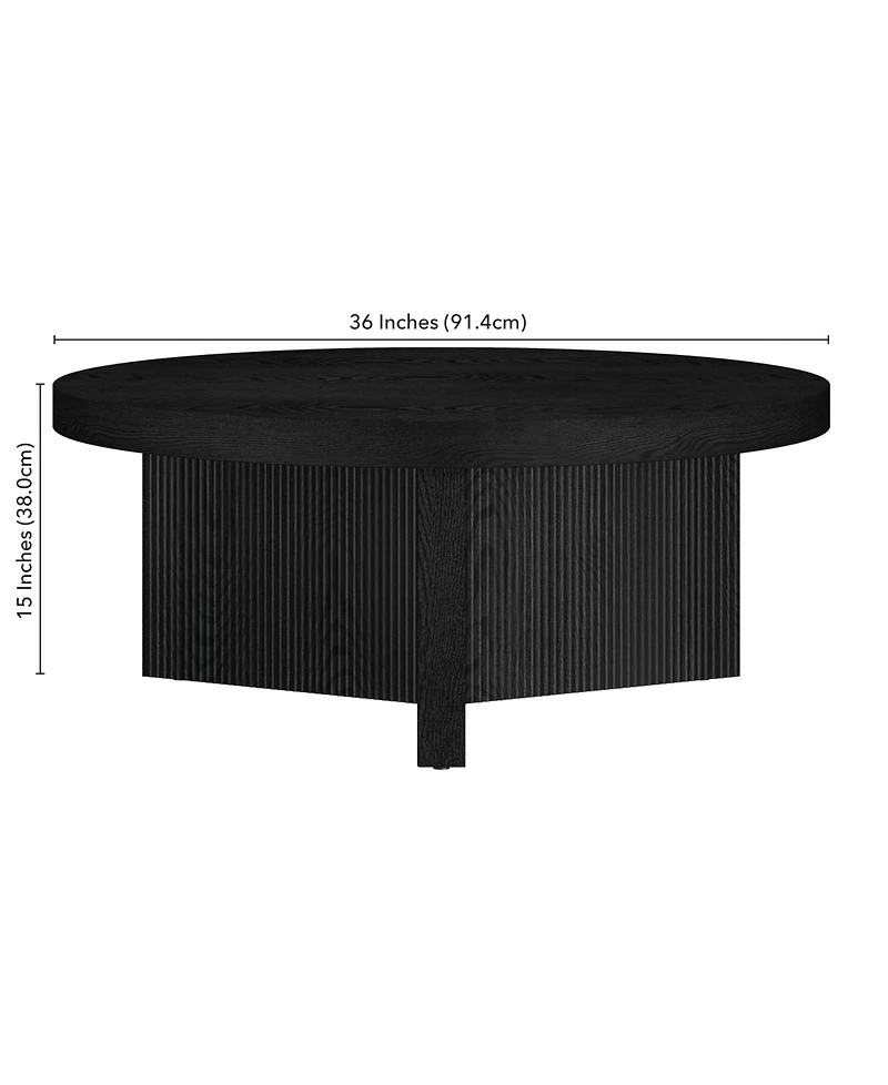 Hudson & Canal Holm 36" Wood Wide Round Coffee Table