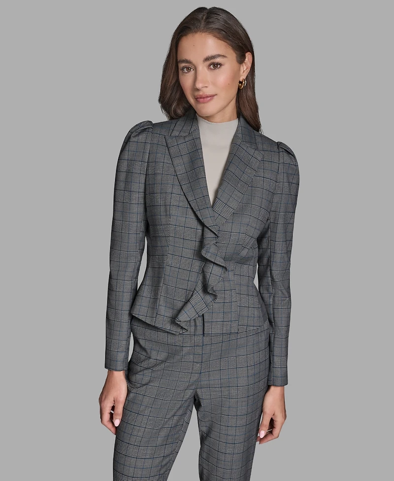 Bcbg Women's Plaid Long-Sleeve Ruffle Jacket