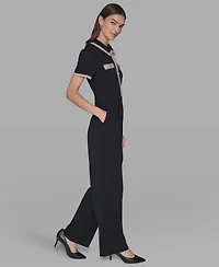 Karl Lagerfeld Paris Women's Collared Jumpsuit