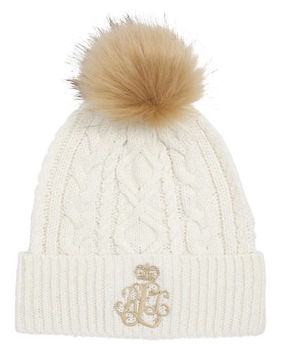 Lauren Ralph Cable Hat With Direct Embroidery And Stones
