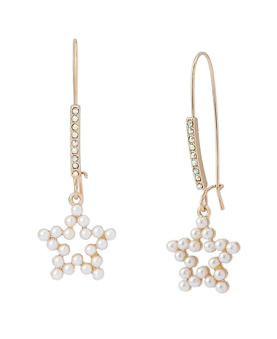 Betsey Johnson Faux Stone Celestial Soiree Cultivated-Pearl Dangle Earrings