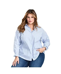 Avenue Women's Classic Stripe Boyfriend Shirt