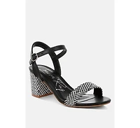 Tulata Raffia Pin Buckle Block Heels