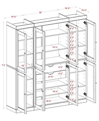 Palace Imports 100% Solid Wood 65" Pantry China Cabinet with Raised Panel, Clear Glass Doors