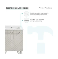 Annecy 24" Freestanding Bathroom Vanity in Greige with Sink Top