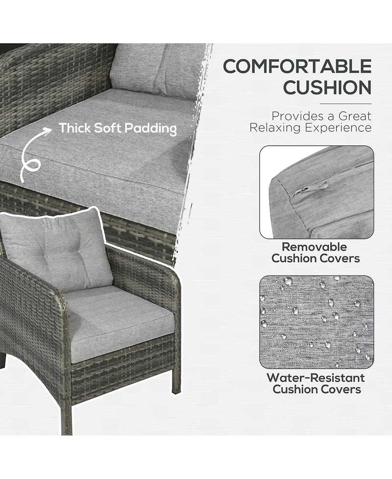 Outsunny 5pcs Outdoor Patio Furniture Set All Weather Wicker Conversation Set