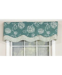 Rlf Home Pouf Floral Glory Valance Black. 3" Rod Pocket, Layered. 50"W X 16"L