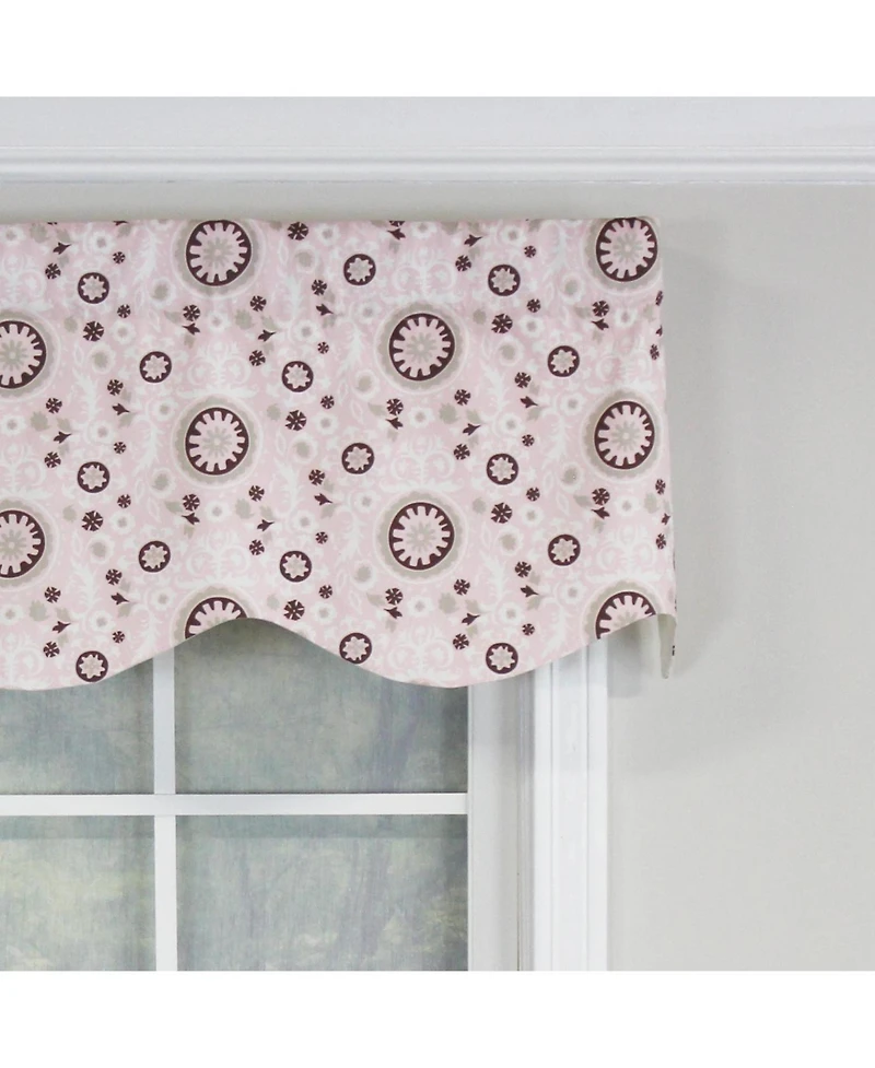 Rlf Home Pin Wheel Provance 100% Cotton with Fully Lined 3" Rod Pocket Valnance for Windows 50" x 15" Pink
