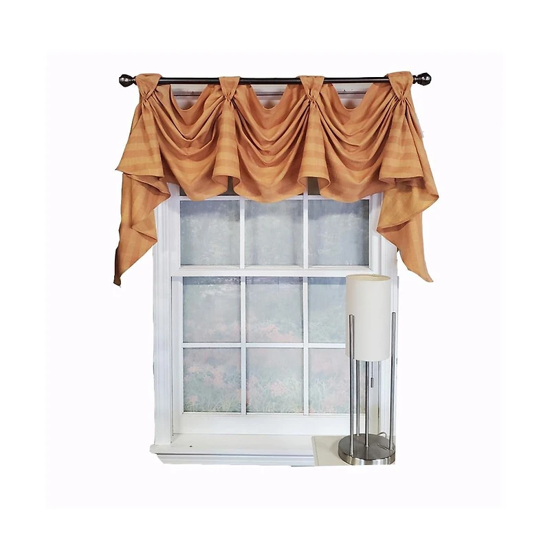 Rlf Home Modern Design Orange Lane Victory Swag 3-Scoop Window Valance 50" x 25" Mustard