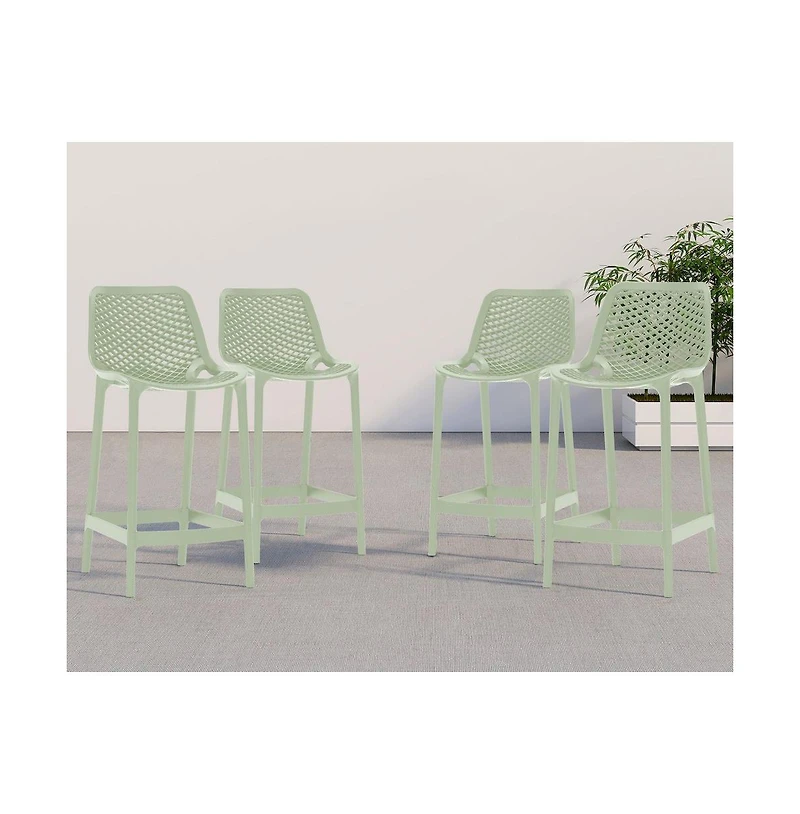 Meridian Furniture Mykonos Mint Outdoor Patio Stool, Set of 4