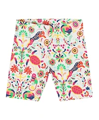 Mixed Up Clothing Girls Flutter Sleeve V-Neck Embroidered Tunic Top and Cozy Elephant Print Shorts, 2-Piece Set