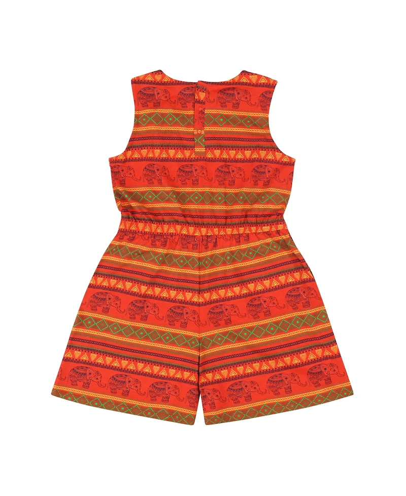 Mixed Up Clothing Girls Asymmetric Ruffle Cozy Animal Print Shorts Romper