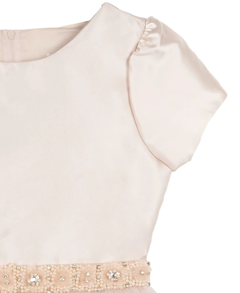 Rare Editions Girls 7-16 Mikado Tiered Wire Hem Short-Sleeve Dress