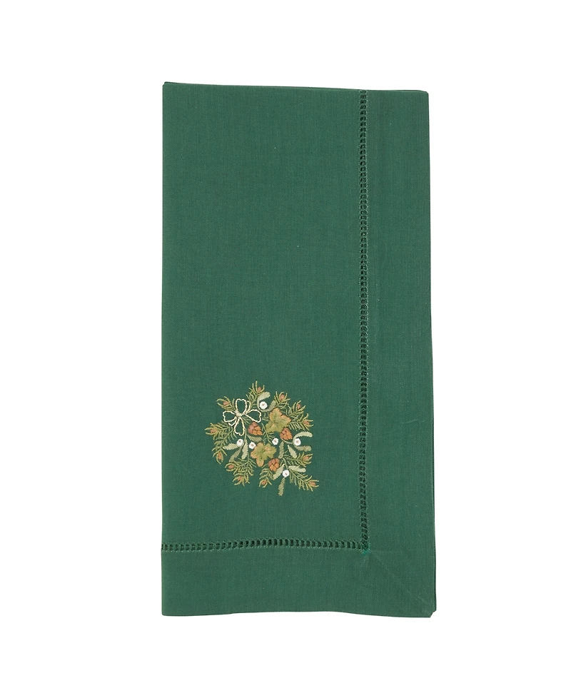 Saro Lifestyle Embr'D Pine Branch Hemstitch Napkin, Set of 6