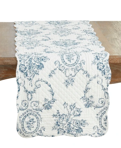 Saro Lifestyle Quilted Toile Floral Table Runner, 16" x 72"